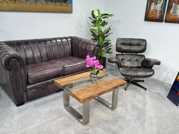 Couchtisch mit Glas Old Elements 80x60