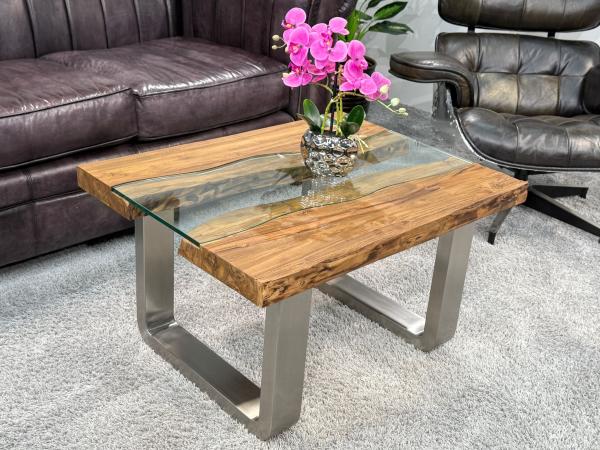 Couchtisch mit Glas Old Elements 80x60
