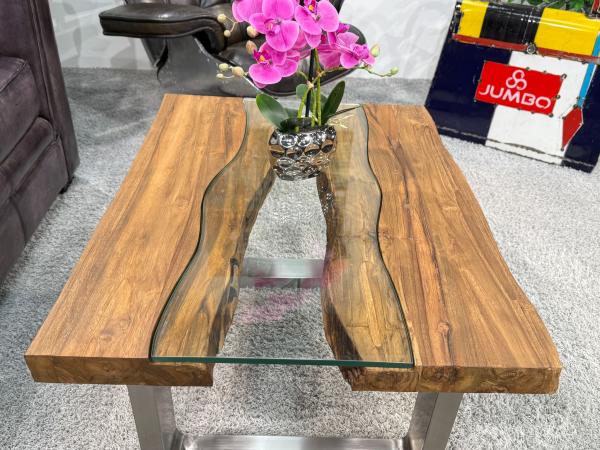 Couchtisch mit Glas Old Elements 80x60