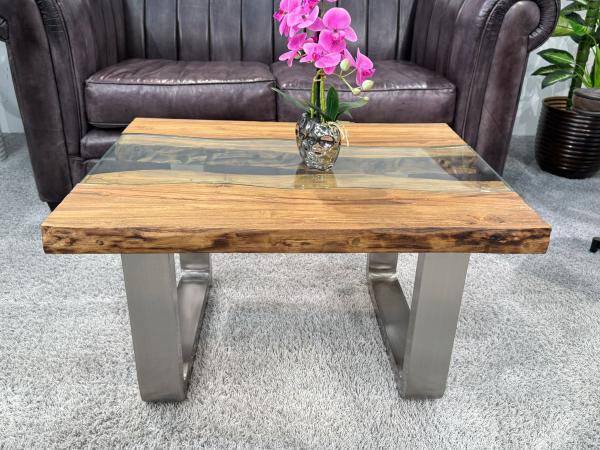 Couchtisch mit Glas Old Elements 80x60