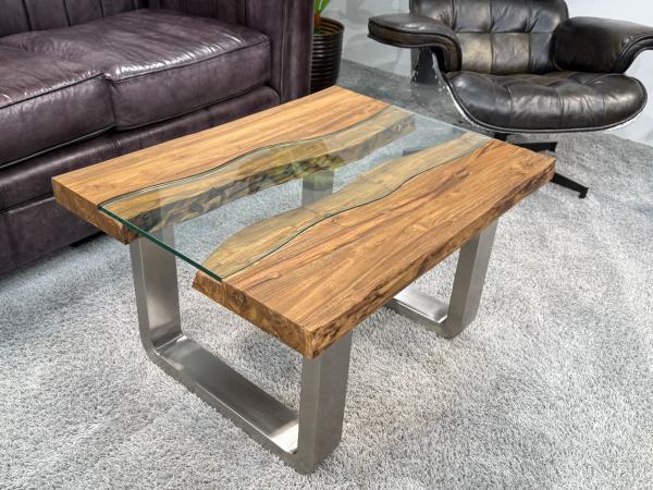 Couchtisch mit Glas Old Elements 80x60