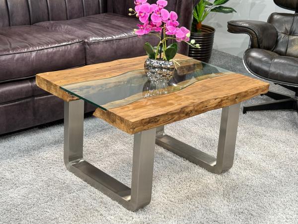 Couchtisch mit Glas Old Elements 80x60