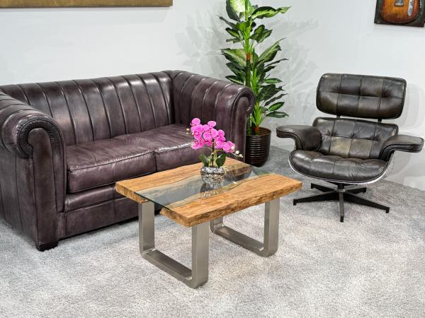 Couchtisch mit Glas Old Elements 80x60