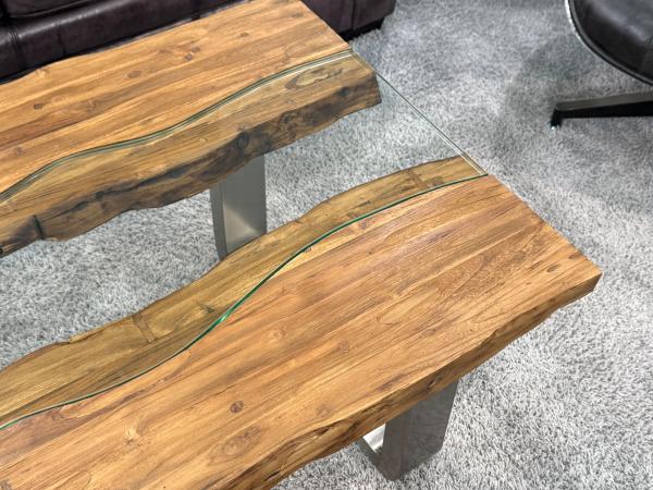 Couchtisch mit Glas Old Elements 80x60