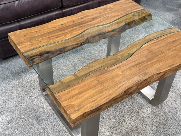 Couchtisch mit Glas Old Elements 80x60