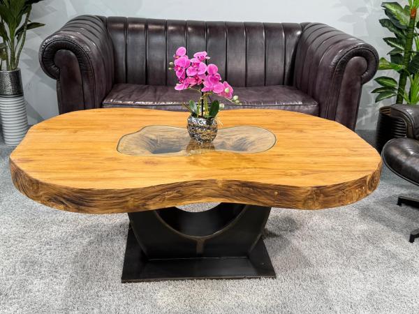 Ovaler Couchtisch Fusion 135 cm aus Holz