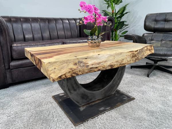 Baumstamm Couchtisch Tamarind 96 cm mit Tischgestell aus Stahl