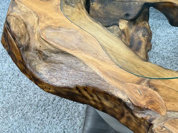 Massivholz Couchtisch Baumstamm Baumscheibe Expression Handarbeit