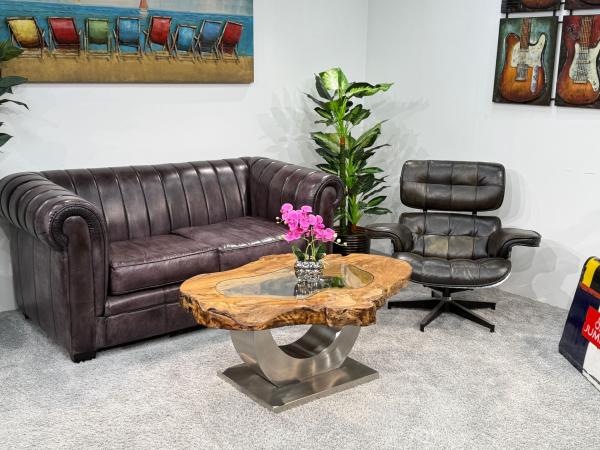 Massivholz Couchtisch Baumstamm Baumscheibe Expression Handarbeit