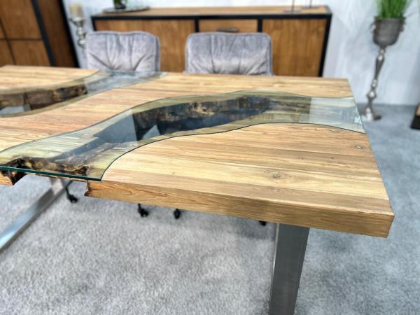 Moderner Esszimmertisch Landscape aus Altholz Holz eckig massiv Esszimmerideen