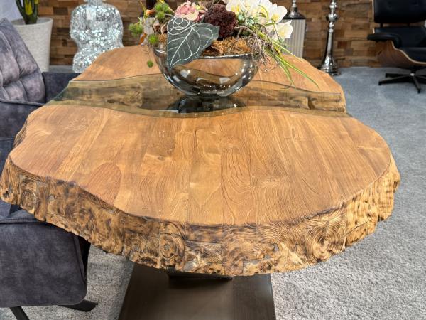 Besprechungstisch Massivholztisch Esstisch Glaseinlage