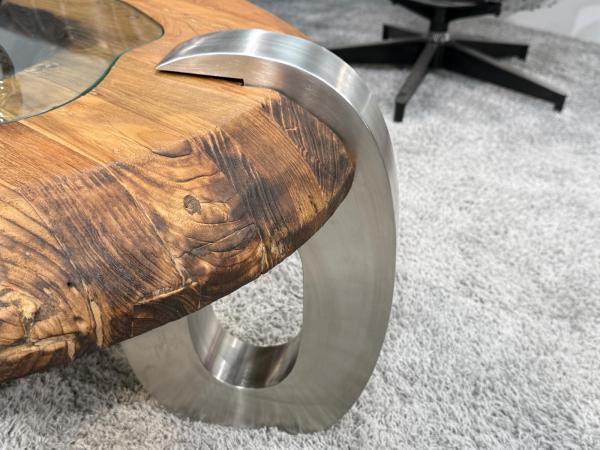 Runder Couchtisch aus Holz Clash