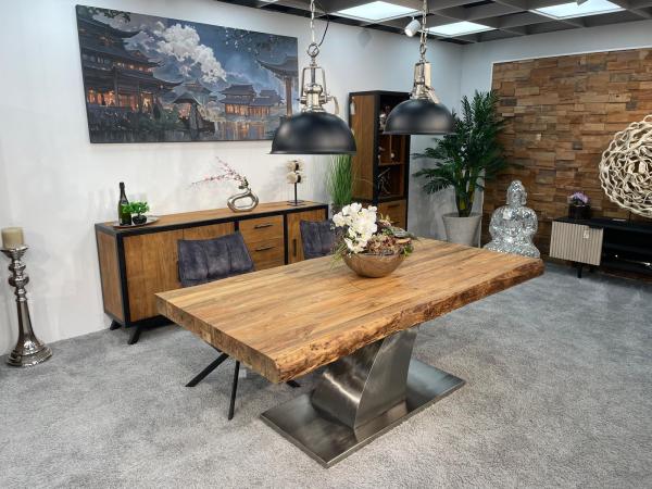 Esstisch / Massivholztisch "Deep Island Tree Leg" ca. 200 x 100-1002 x 77,5 cm aus recyceltem Altholz