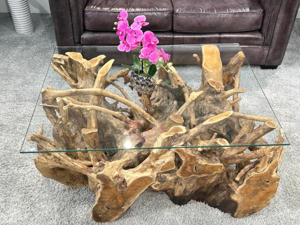 Eckiger Baumwurzeltisch-100 x 80 cm Roots