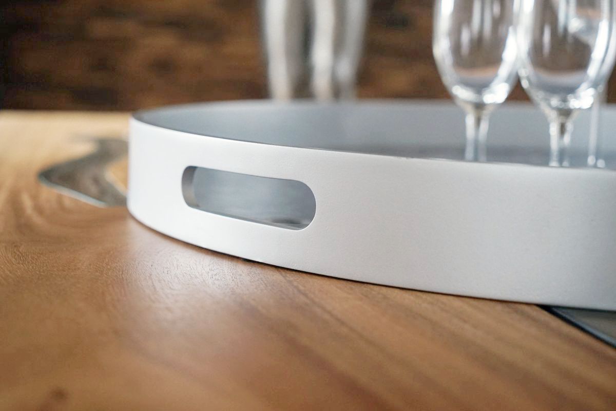 DER TISCHONKEL :: Tablett "Grey Capiz" mit Perlmutt