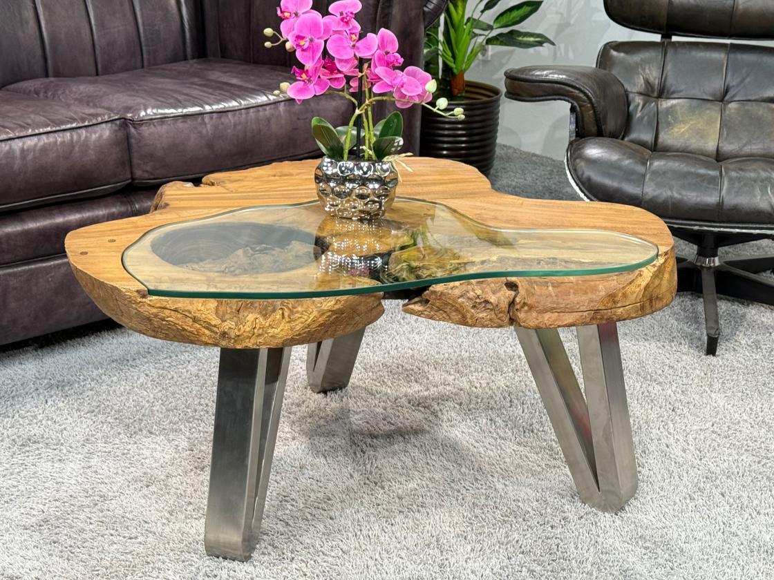 Wohnzimmertisch aus Holz Lakeside Baumscheibentisch