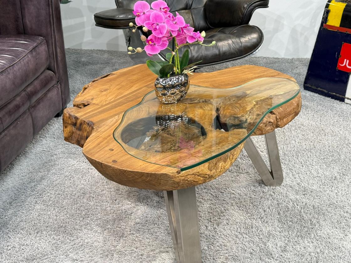 Wohnzimmertisch aus Holz Lakeside Baumscheibentisch