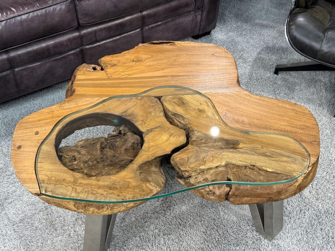 Wohnzimmertisch aus Holz Lakeside Baumscheibentisch