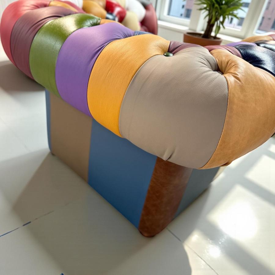 Sessel 1-Sitzer Chesterfield aus buntem Leder