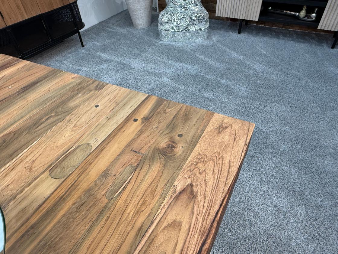 Echtholztisch massiv esstisch mit Glaseinlage