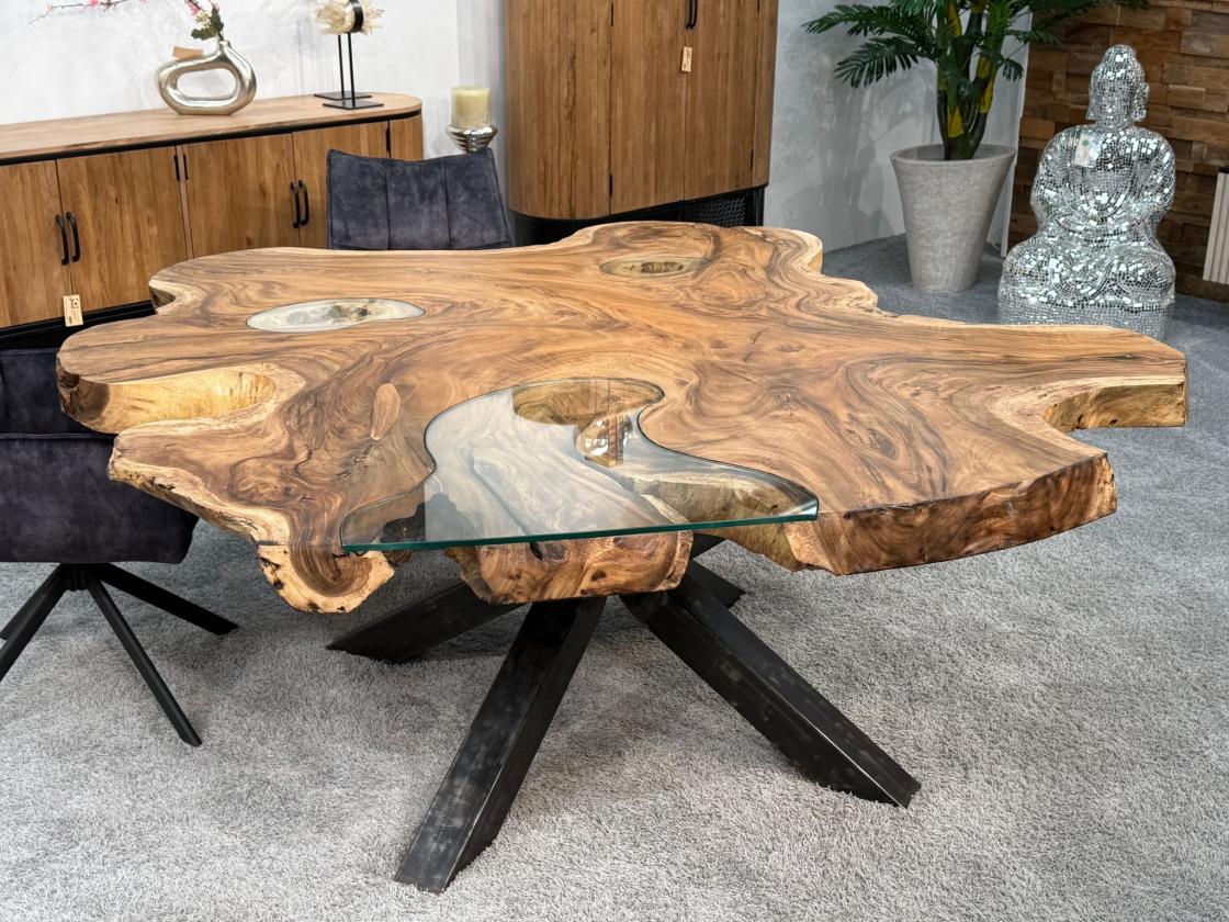 Baumscheiben Esstisch "Lakeside" aus massivem Suarholz