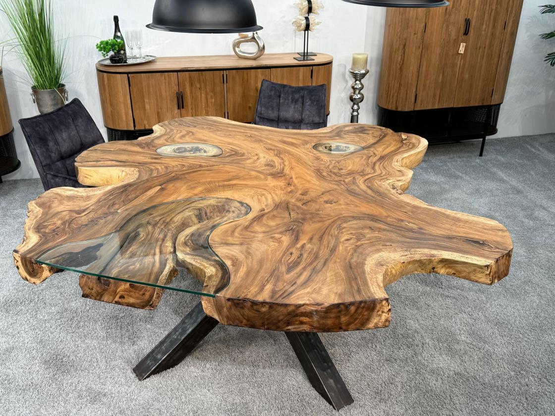 Baumscheiben Esstisch "Lakeside" aus massivem Suarholz