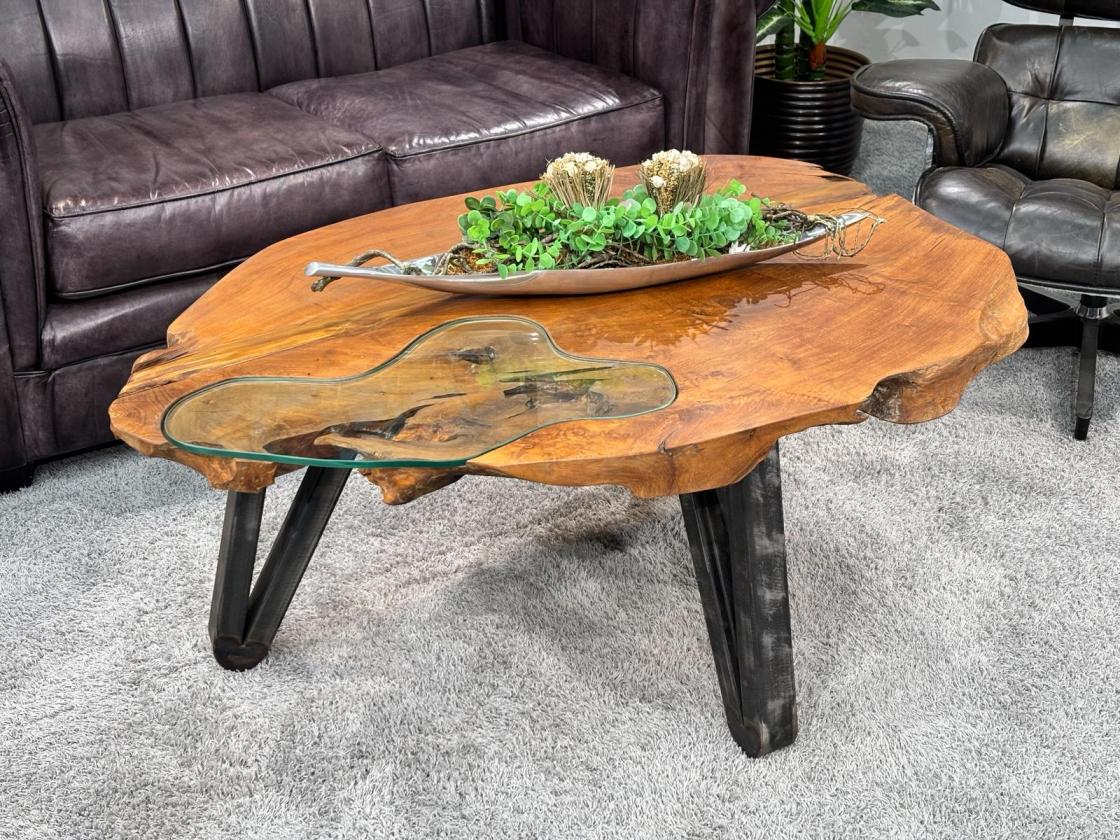 Sofatisch aus Baumscheiben Lakeside massiv Holz