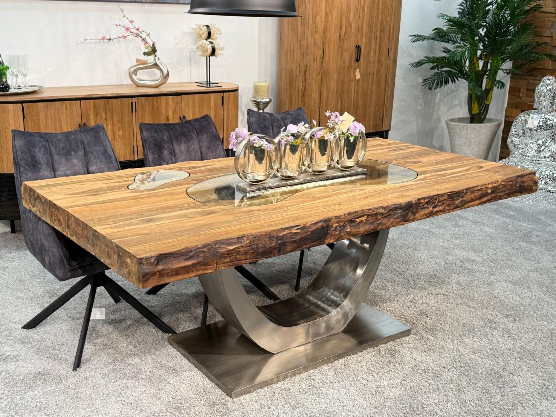 Esszimmertisch-200cm-aus-Teakholz-Altholz-Glas