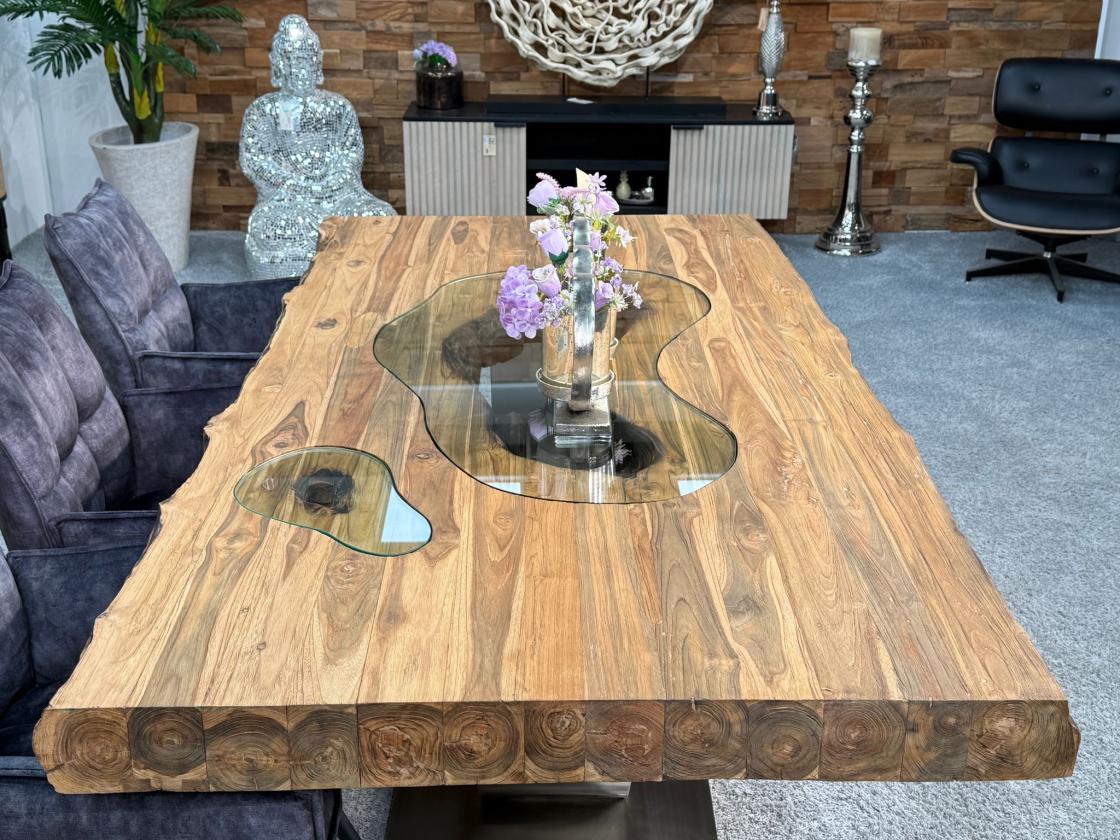 Esszimmertisch-200cm-aus-Teakholz-Altholz-Glas