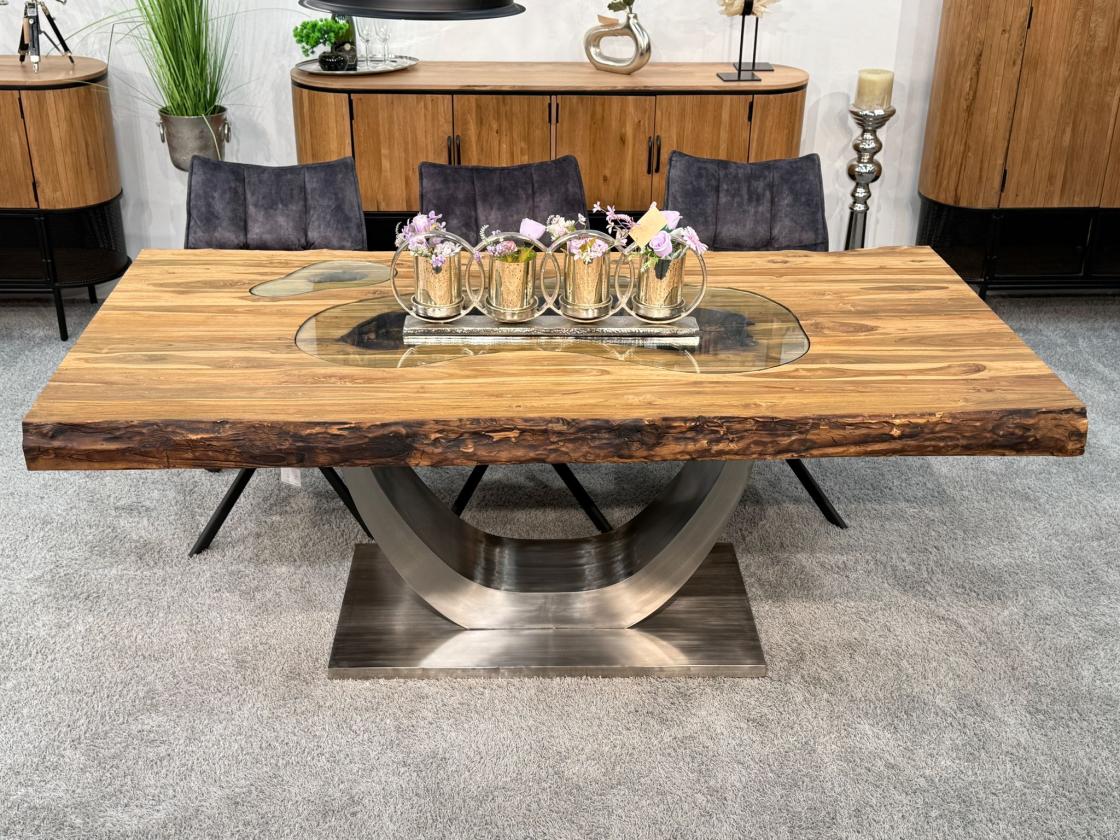 Esszimmertisch-200cm-aus-Teakholz-Altholz-Glas
