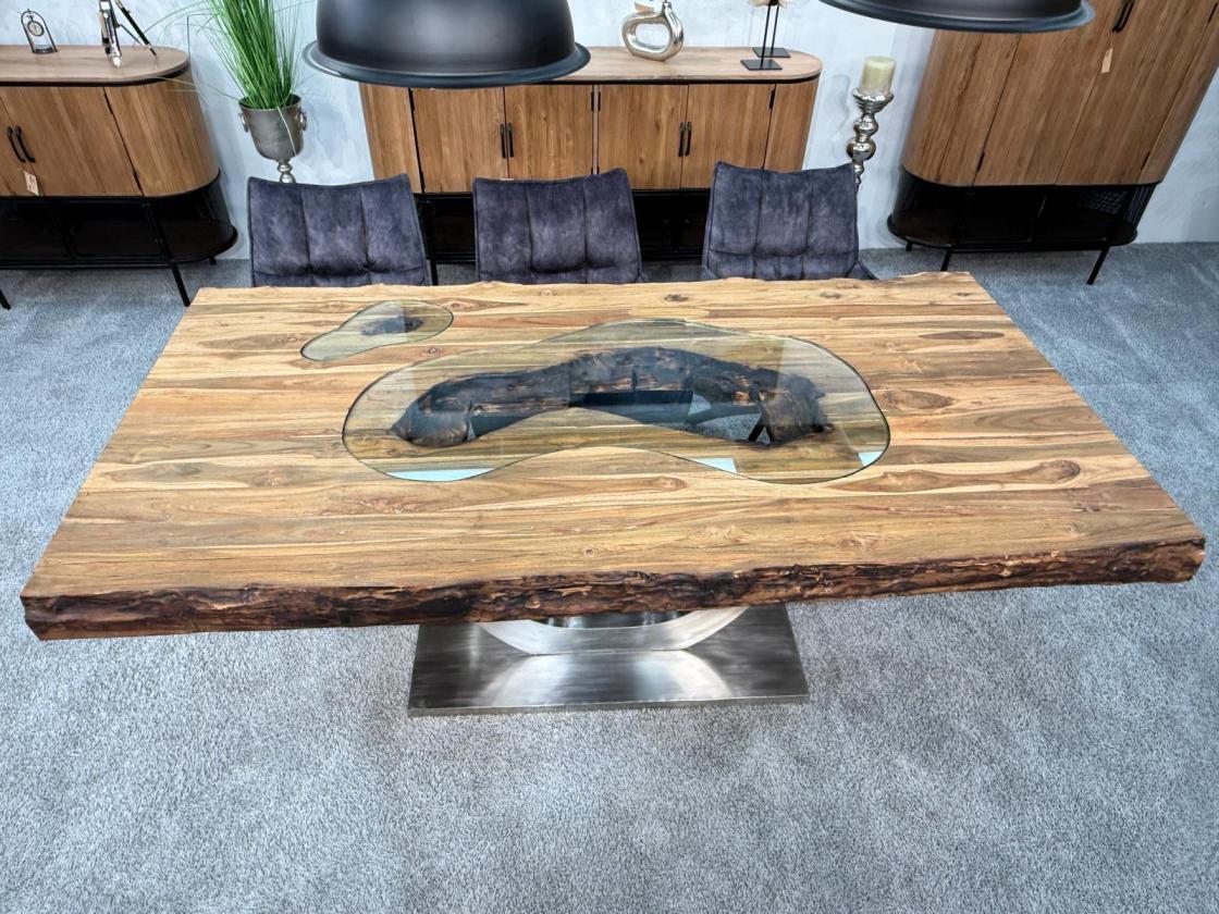 Esszimmertisch-200cm-aus-Teakholz-Altholz-Glas