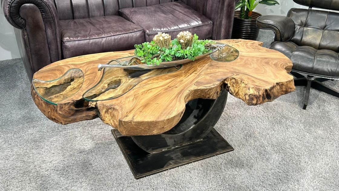 Schöner Baumstamm Couchtisch