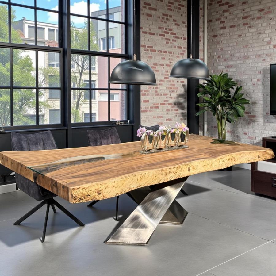 Baumscheiben Esstisch "Lakeside" aus massivem Suarholz