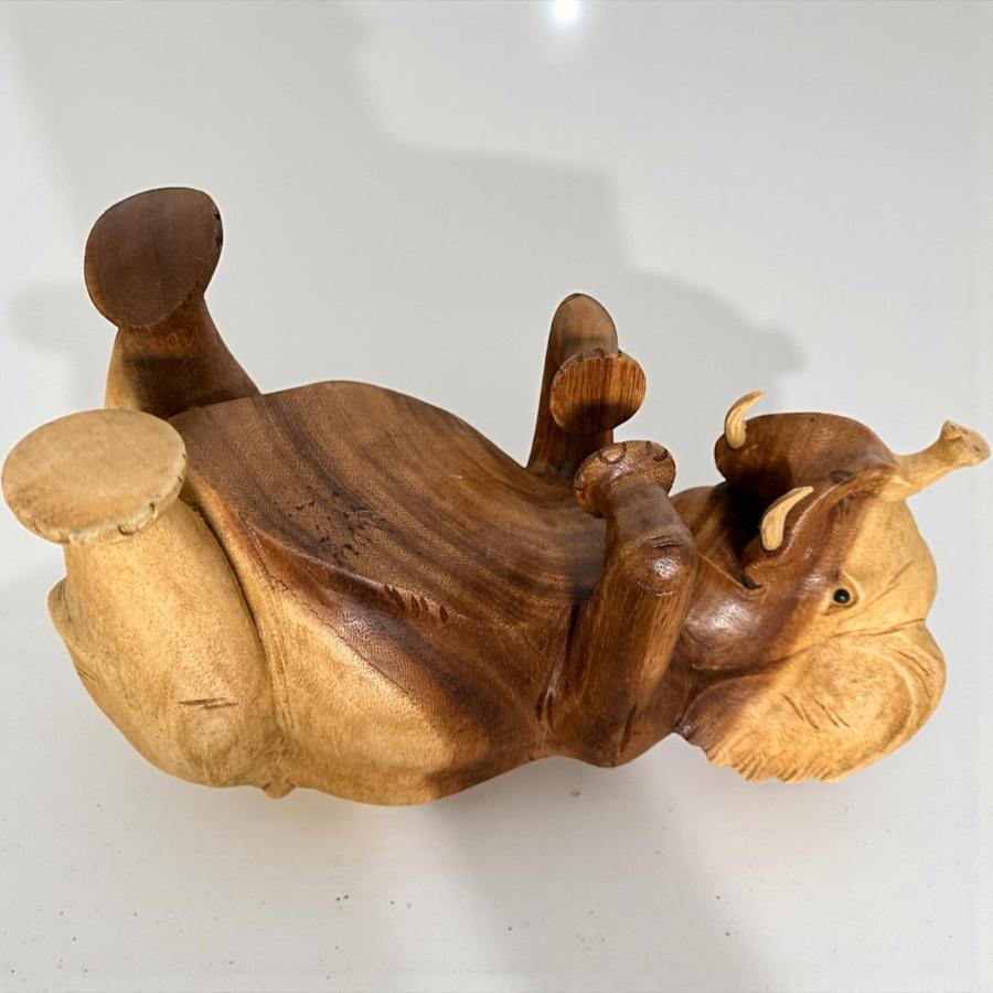Holzskulptur Elefant Flaschenhalter massivholz