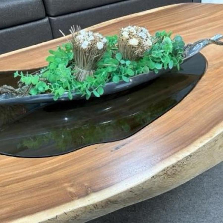 Massiver Couchtisch Baumstamm mit Metallgestell