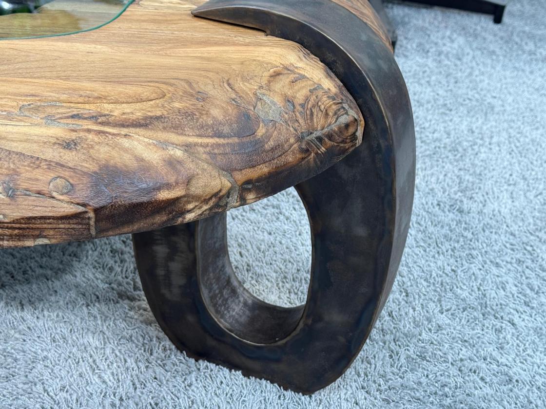 Sofatisch aus echtem Teakholz rund 80cm