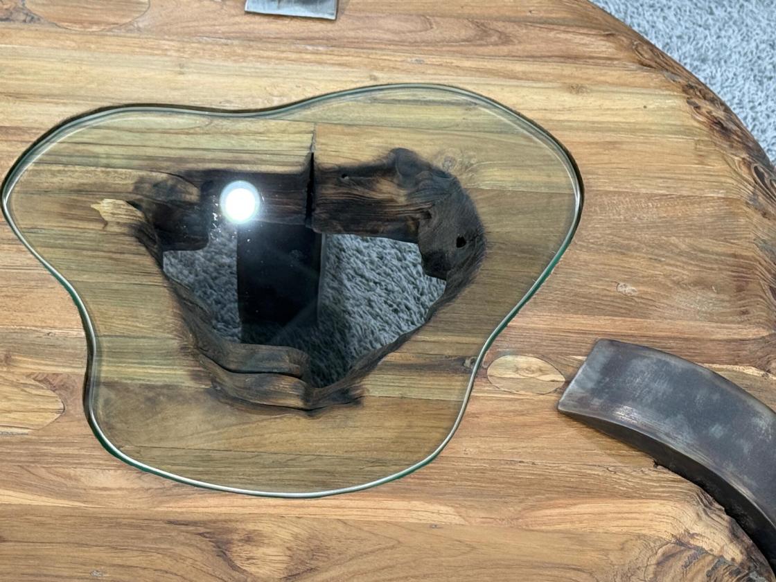 Sofatisch aus echtem Teakholz rund 80cm