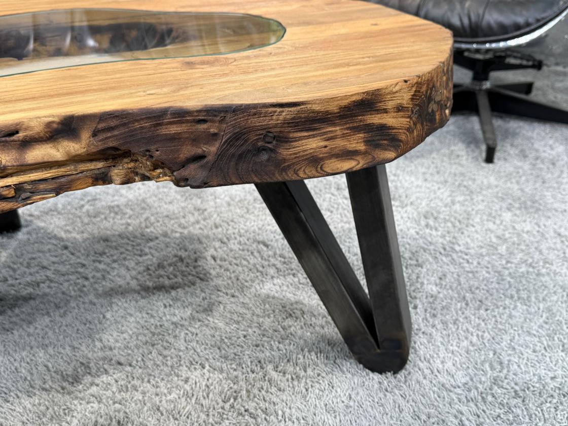 Vollholz Sofatisch aus massivem Teakholz