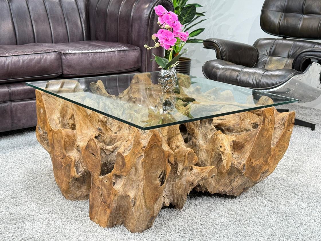 Eckiger Wohnzimmertisch Baumwurzel Couchtisch