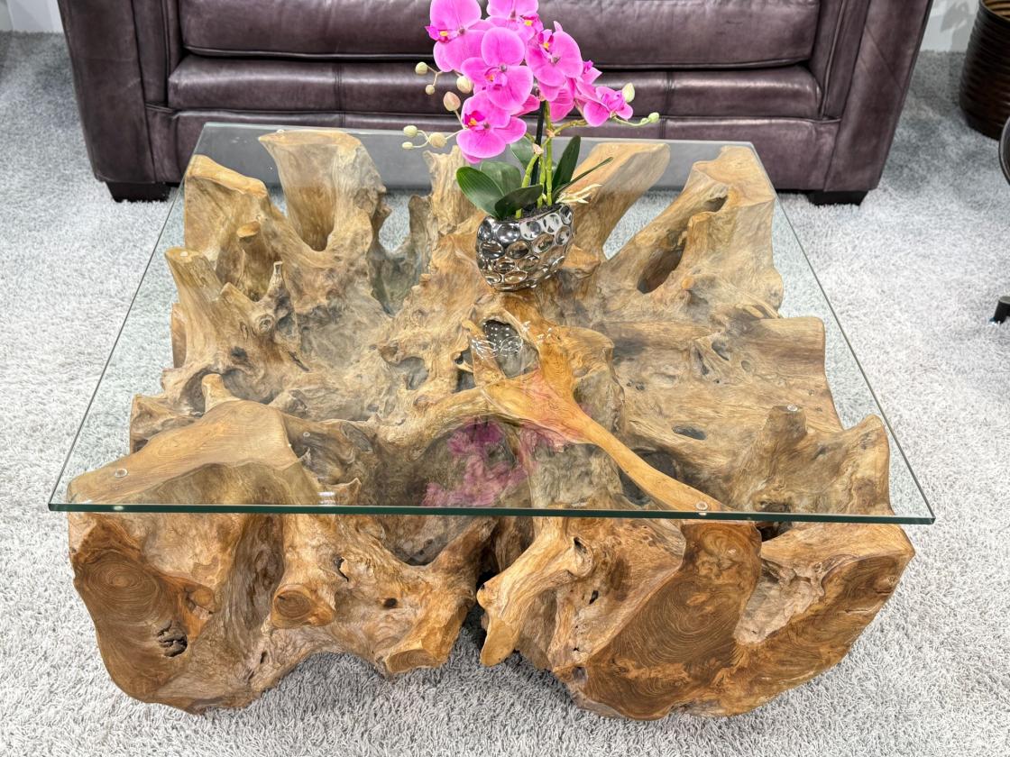 Eckiger Wohnzimmertisch Baumwurzel Couchtisch