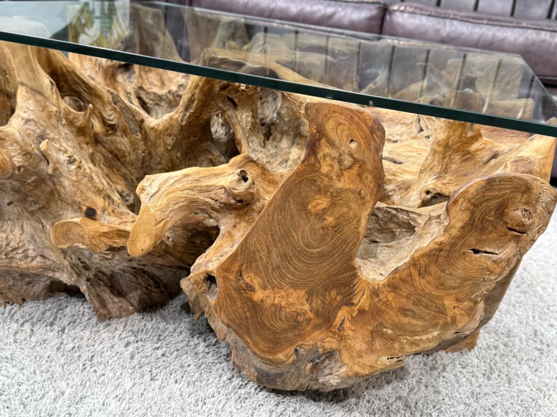 Eckiger Wohnzimmertisch Baumwurzel Couchtisch