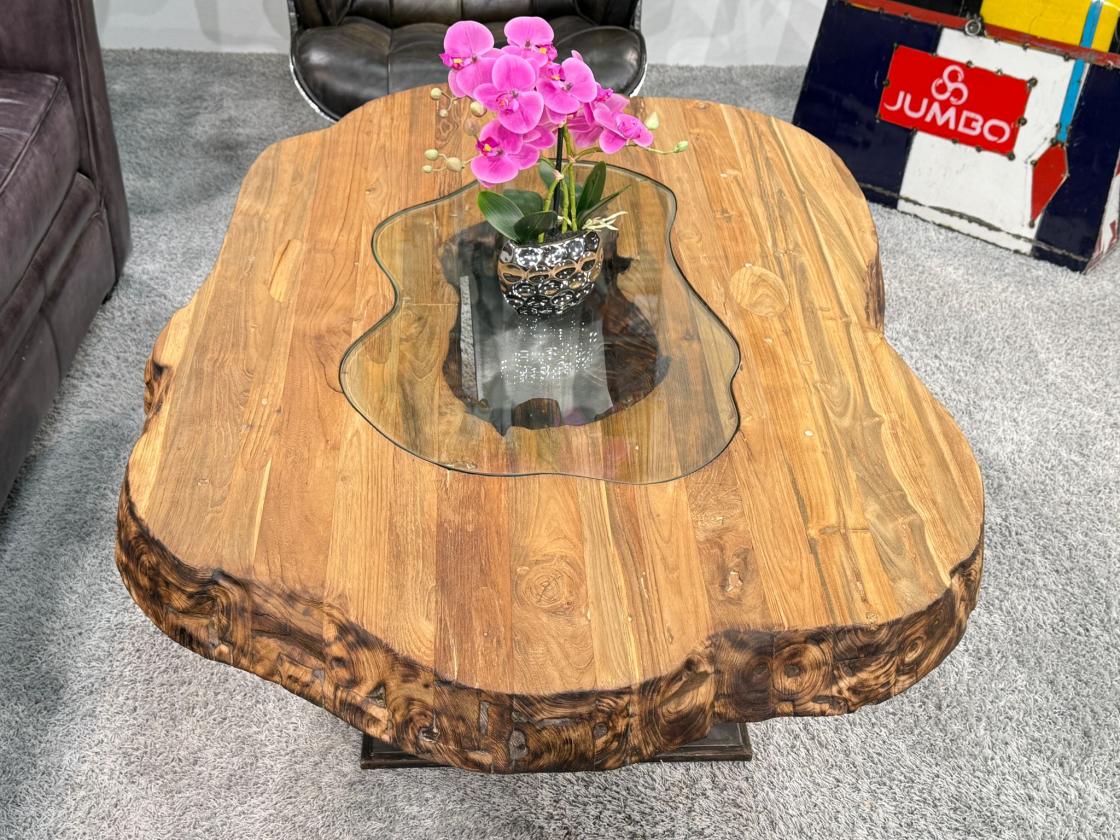 Couchtisch vollholztisch fusion baumkantentisch