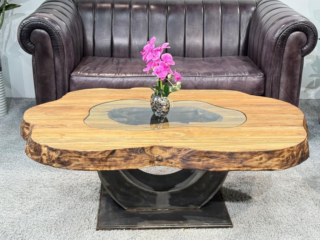 Couchtisch vollholztisch fusion baumkantentisch