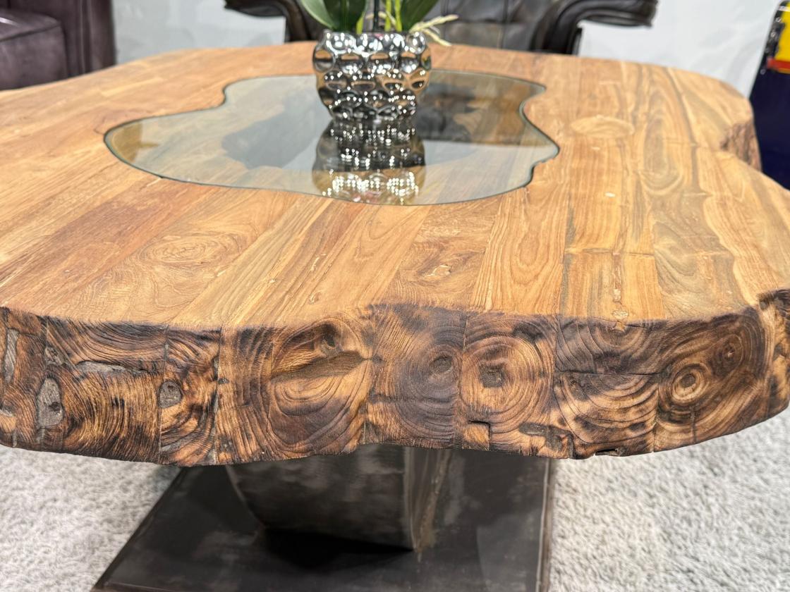 Couchtisch vollholztisch fusion baumkantentisch