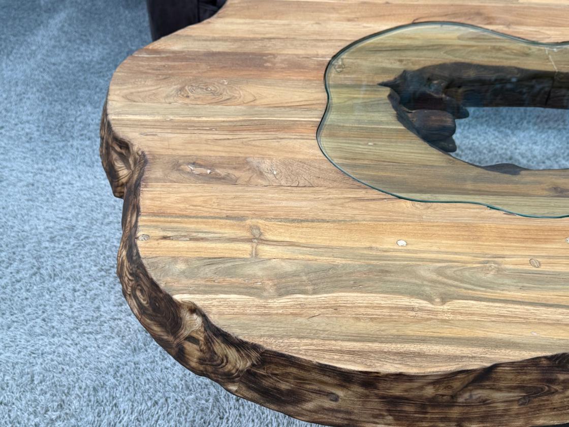 Couchtisch vollholztisch fusion baumkantentisch