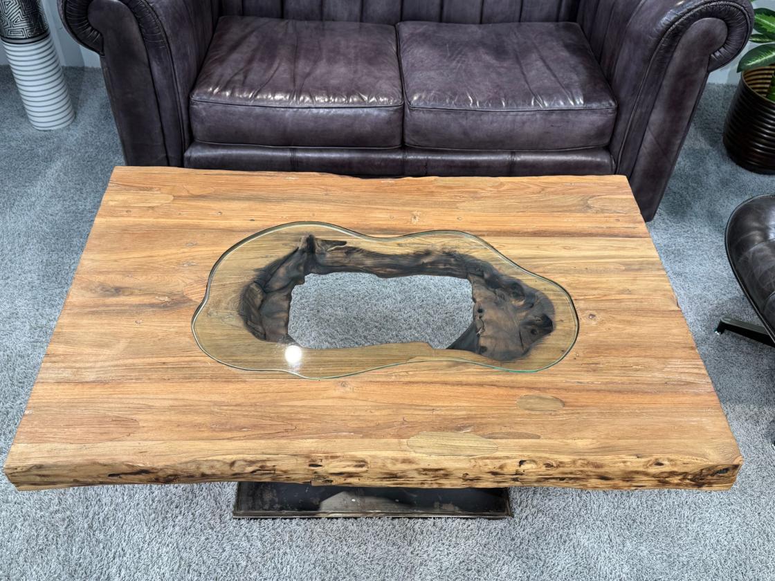 Massivholztisch Baumscheibentisch Couchtisch  Baumkante