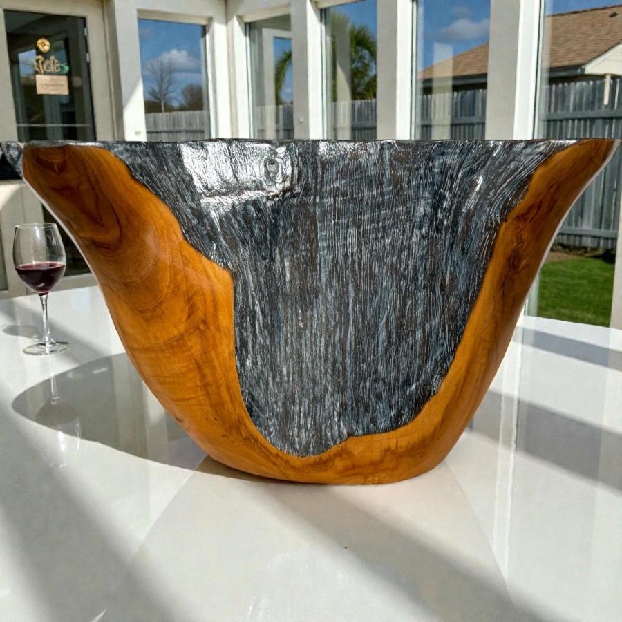 Schale aus Holz Verena Teakholz Handarbeit