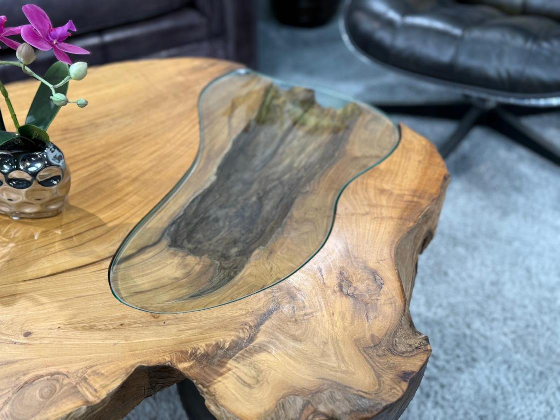 Wohnzimmertisch aus Holz Lakeside Baumscheibentisch