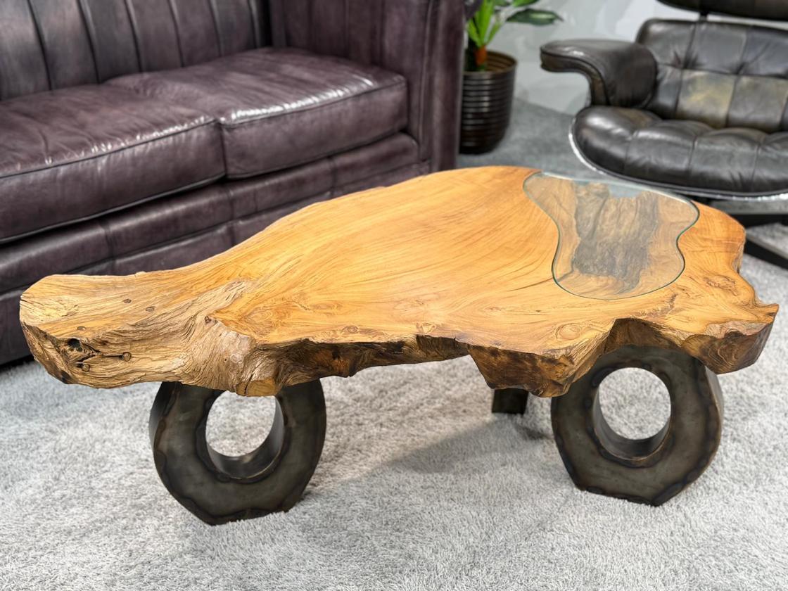 Wohnzimmertisch aus Holz Lakeside Baumscheibentisch