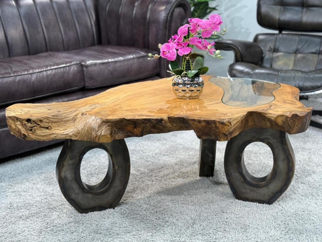 Wohnzimmertisch aus Holz Lakeside Baumscheibentisch